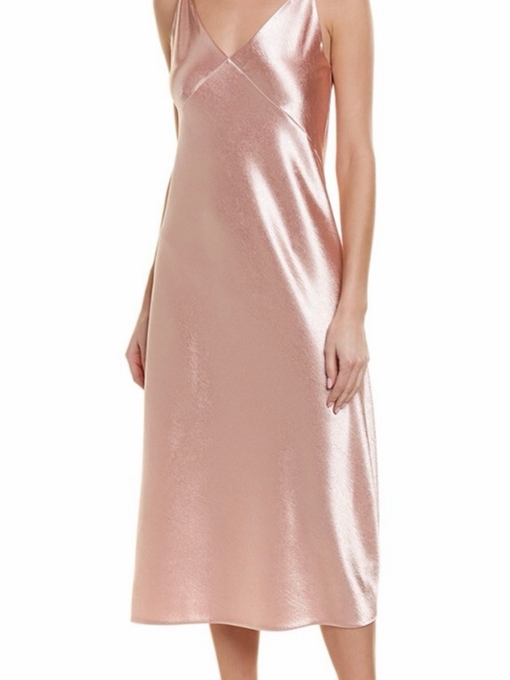 Vince V-Neck Bias Cut Midi Dress – Blush Pink | Size Small - Picture 2 of 16